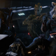Rocket, Groot, and Star-Lord fly on the Benetar spaceship.